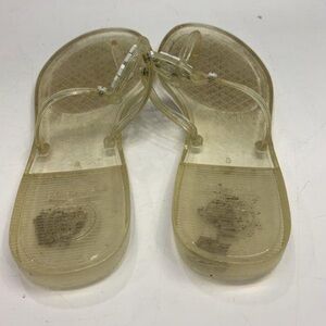Tory Burch Clear Jelly Sandals with Logo Detail - Size 6